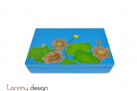 Rectangular lacquer box with the hinge engraved with lotus pond 12*20*H5cm